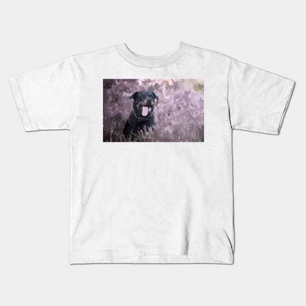 Rottweiler Digital Painting Kids T-Shirt by gktb